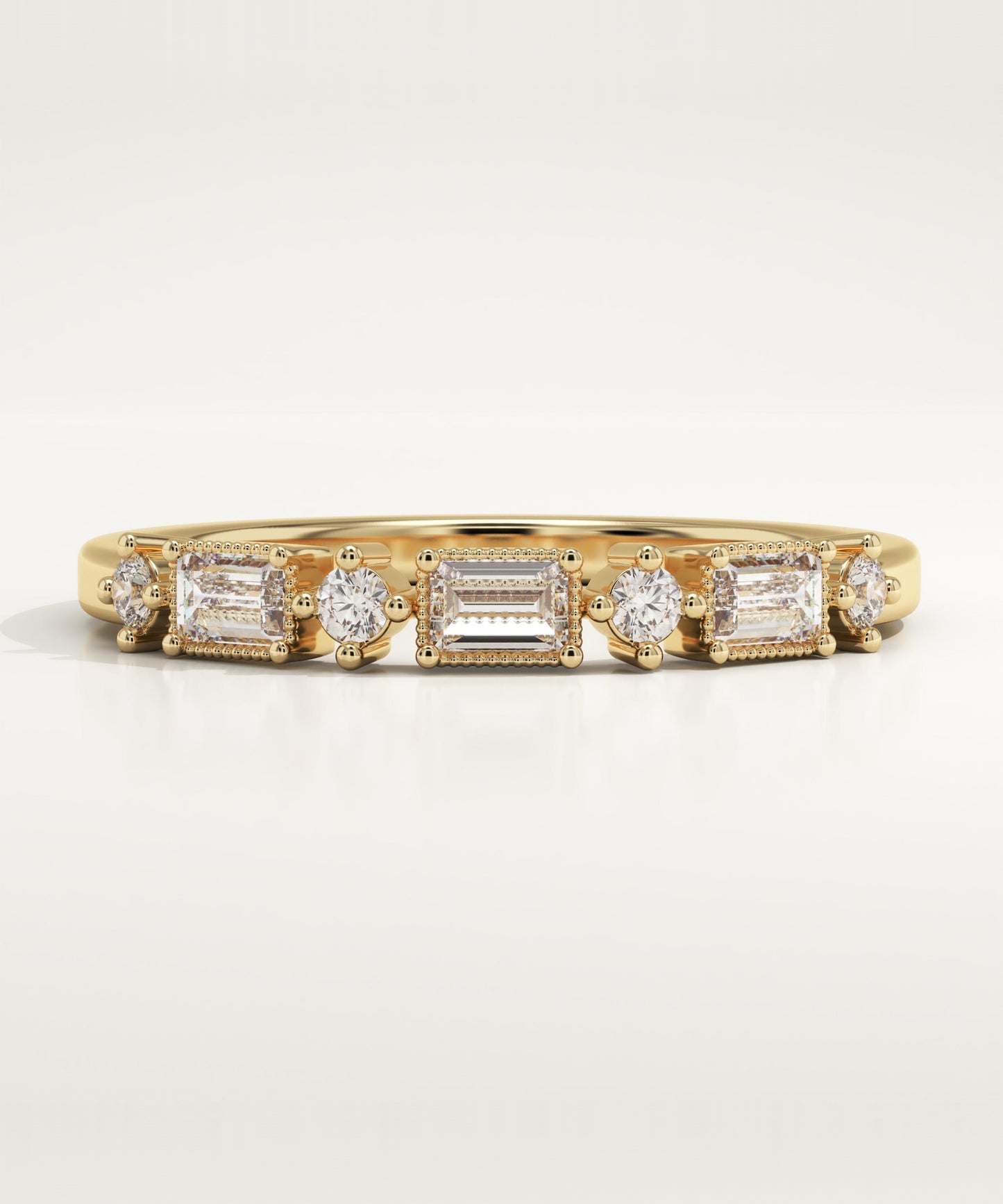 0.31 TCW Baguette & Round Lab-Grown Diamond Half Eternity Wedding Band