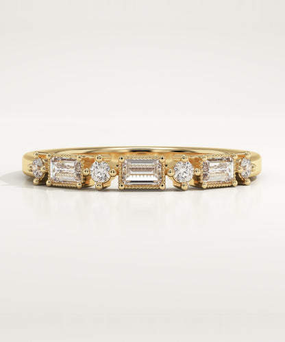 0.31 TCW Baguette & Round Lab-Grown Diamond Half Eternity Wedding Band