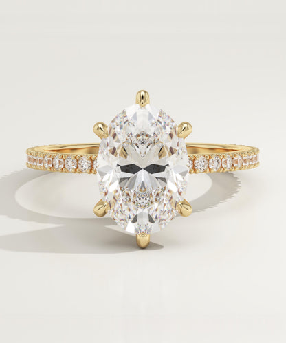 Oval Cut Pave Lab-Grown Diamond Engagement Ring