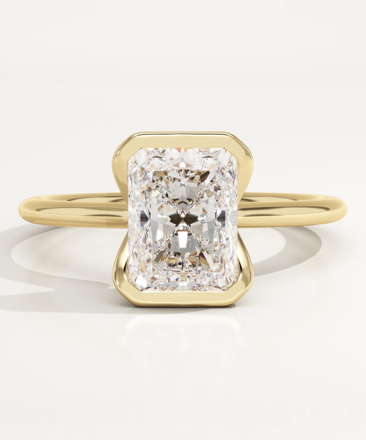 2 CT Radiant Cut Half Bezel Moissanite Engagement Ring