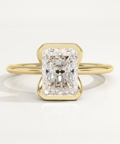 2 CT Radiant Cut Half Bezel Moissanite Engagement Ring
