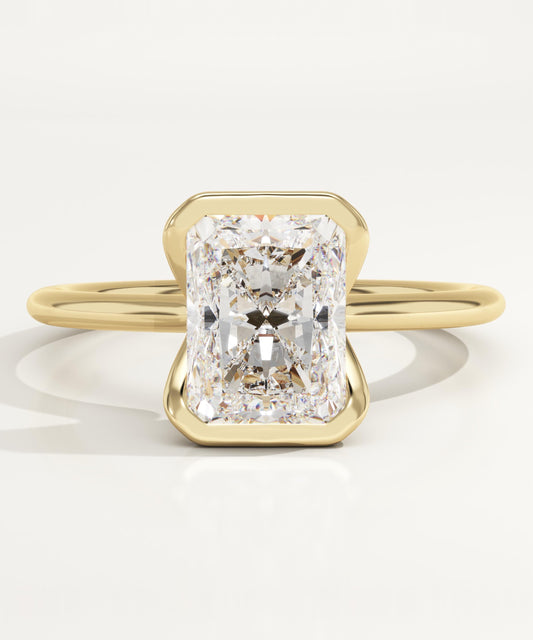 2 CT Radiant Cut Half Bezel Moissanite Engagement Ring