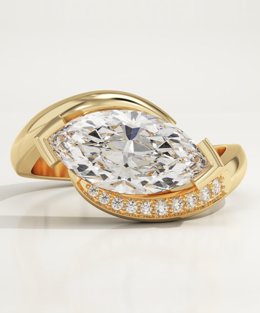 Marquise Cut Semi Pave Lab-Grown Diamond Engagement Ring