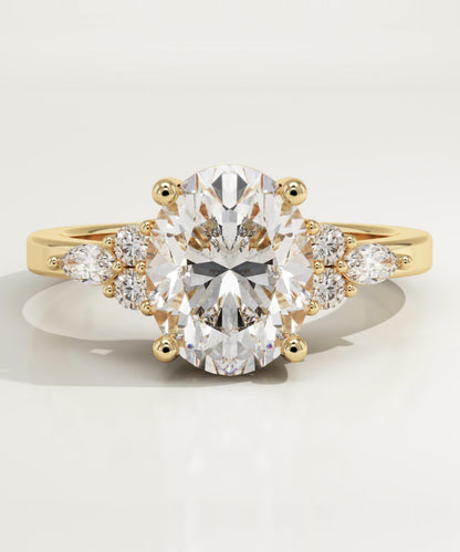 Oval Cut Cluster Lab-Grown Diamond Engagement Ring