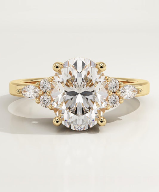 Oval Cut Cluster Lab-Grown Diamond Engagement Ring