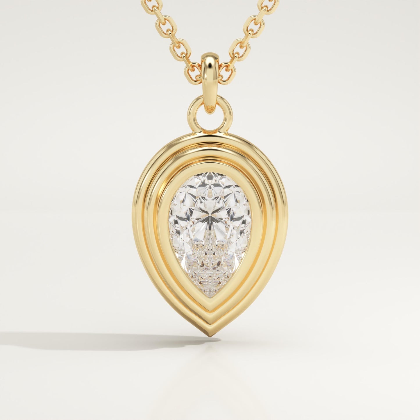 2 CT Pear Lab-Grown Diamond Solitaire & Bezel Necklace