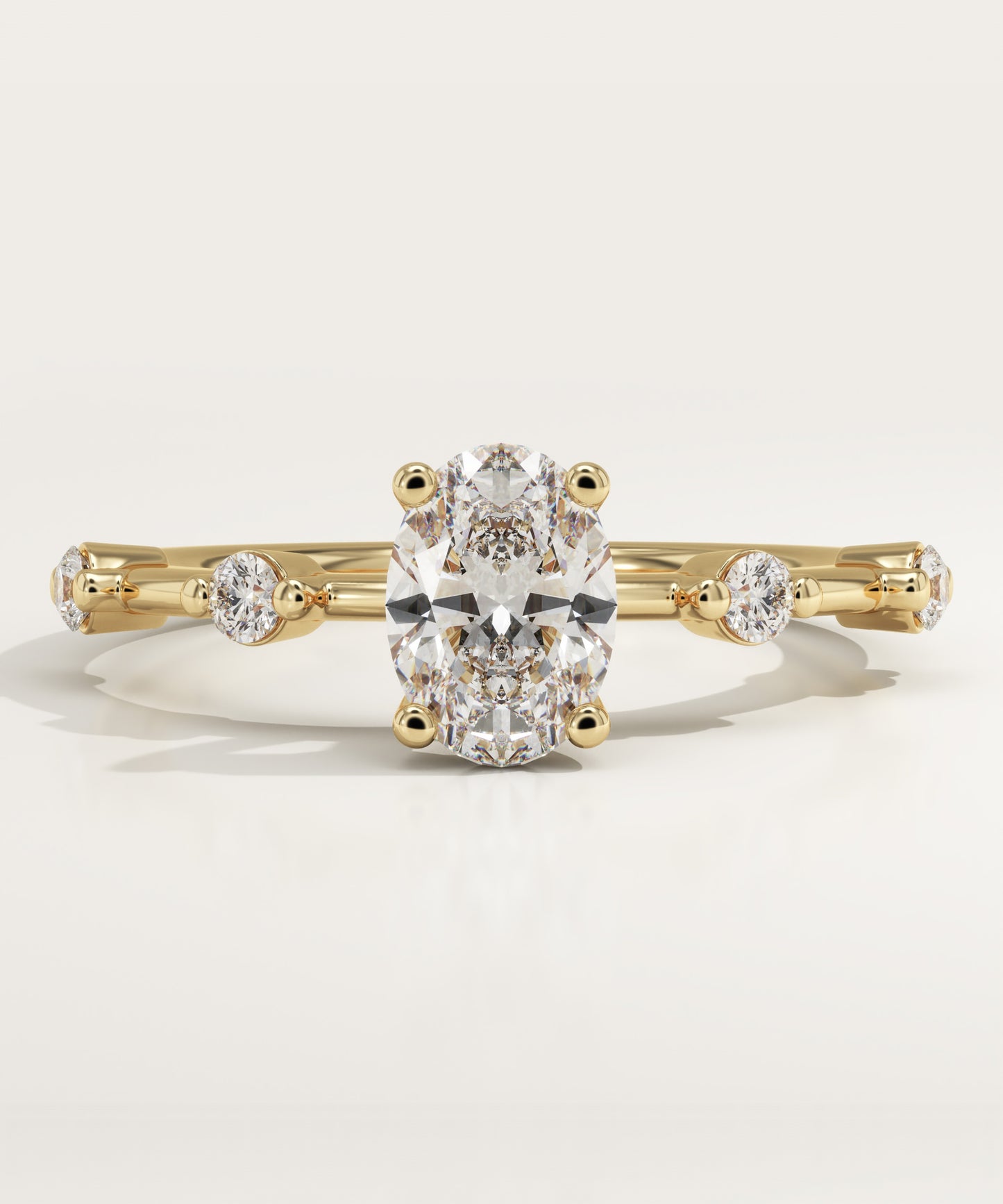 Oval Cut Dainty Pave Lab-Grown Diamond Engagement Ring
