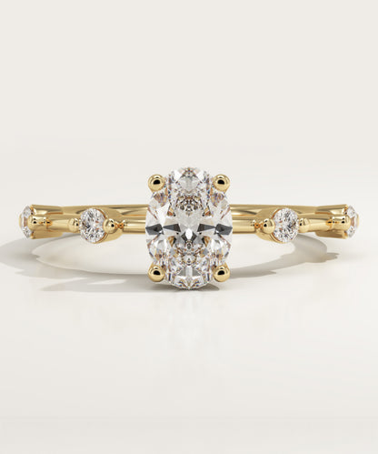 Oval Cut Dainty Pave Lab-Grown Diamond Engagement Ring