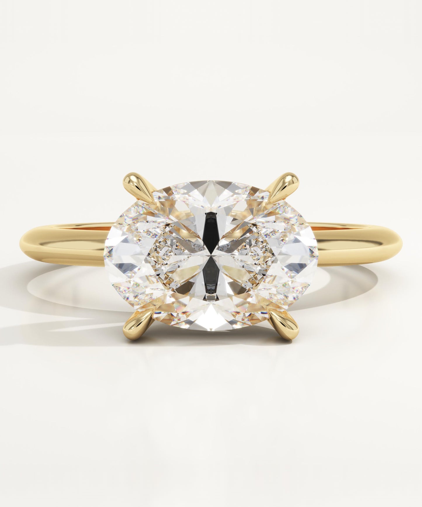 East West Oval Cut Solitaire Lab-Grown Diamond Engagement Ring