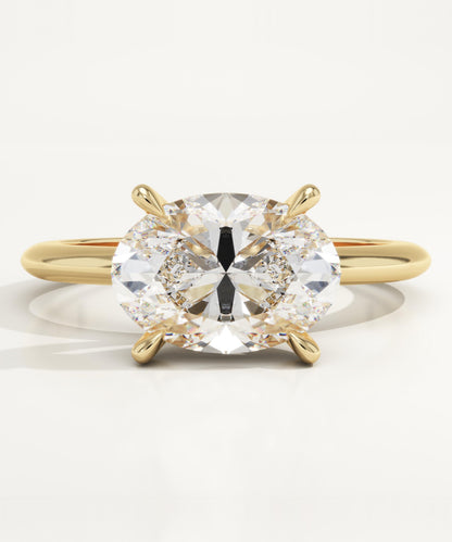 East West Oval Cut Solitaire Lab-Grown Diamond Engagement Ring