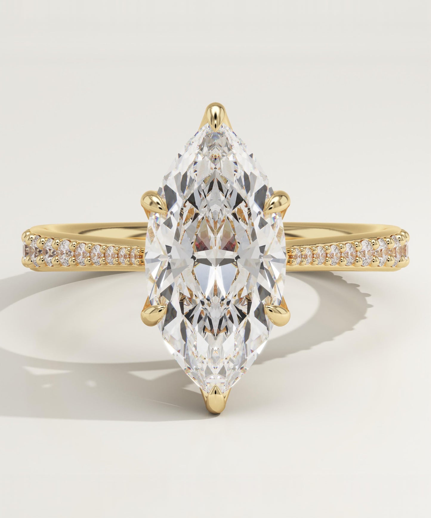 1.75 CT Marquise Cut Pave Cathedral Moissanite Engagement Ring