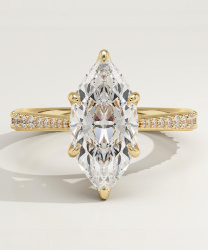 1.75 CT Marquise Cut Pave Cathedral Moissanite Engagement Ring
