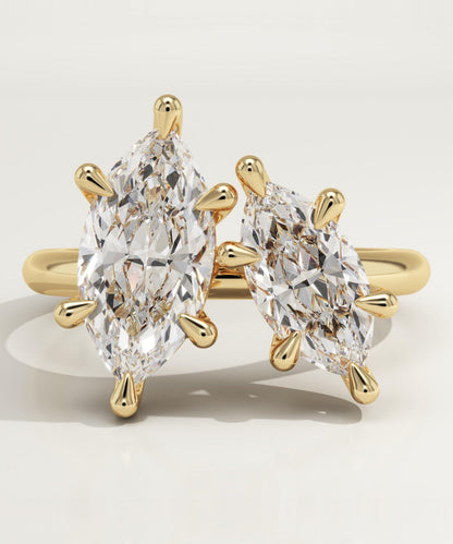 2.25 TCW Marquise Cut Toi Et Moi Lab-Grown Diamond Engagement Ring
