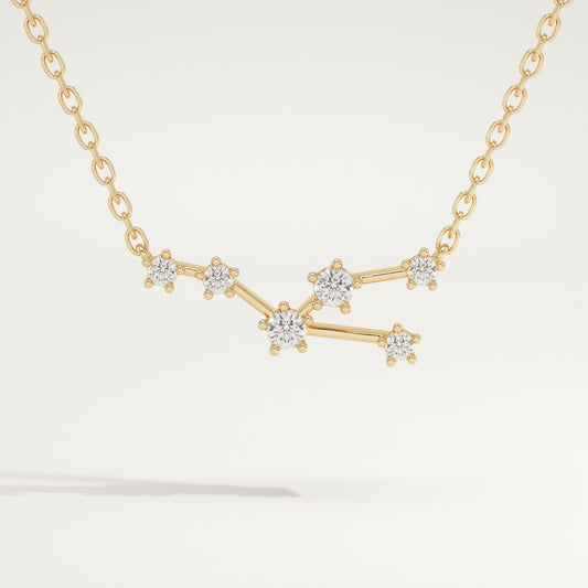0.062 TCW Round Lab-Grown Diamond Taurus Constellation Necklace