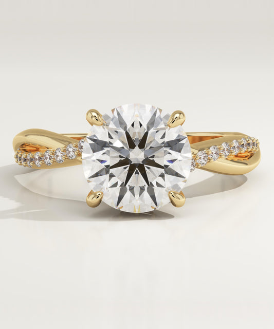 Round Cut Twisted Pave Lab-Grown Diamond Engagement Ring