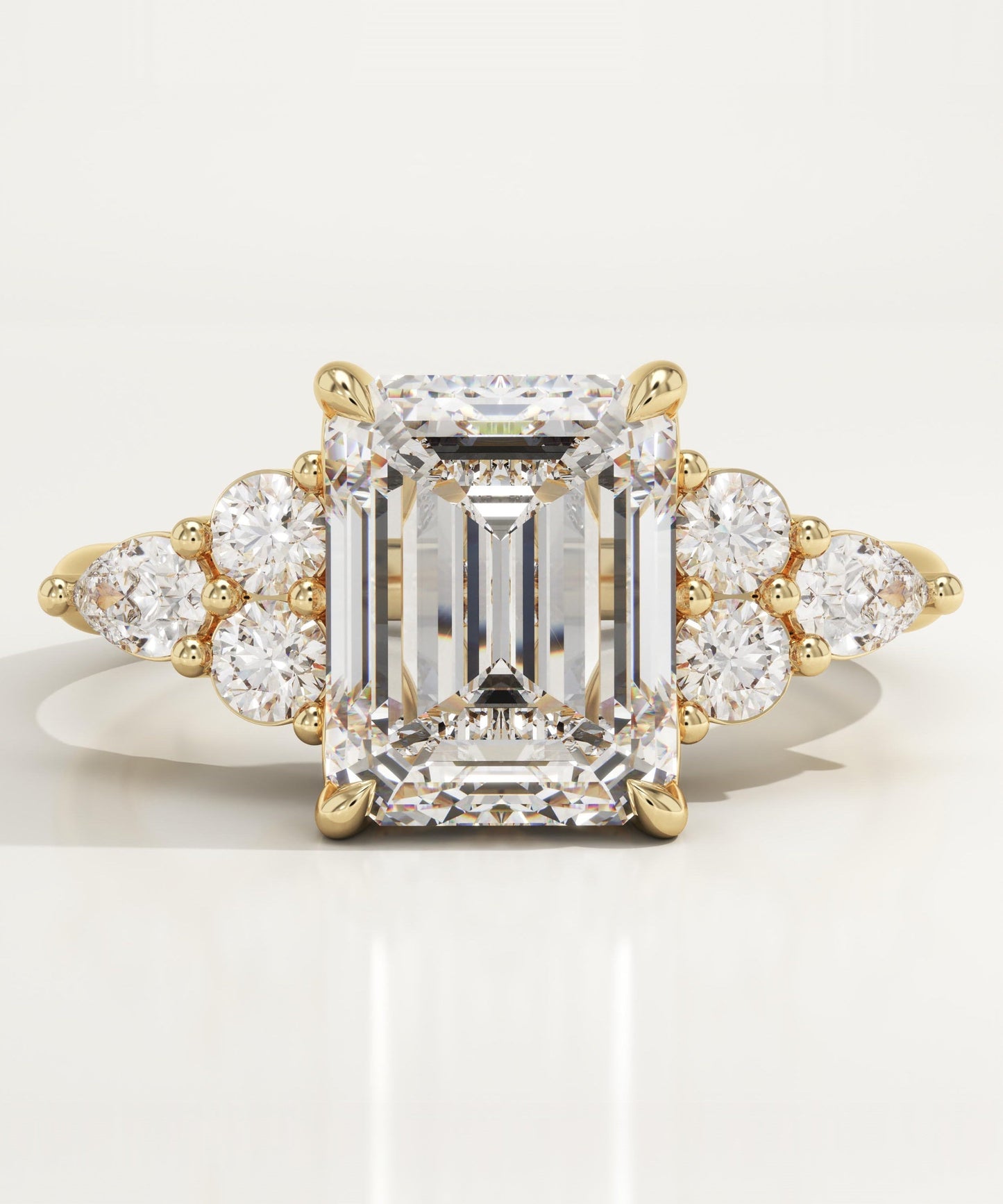 Emerald Cut Cluster Lab-Grown Diamond Engagement Ring