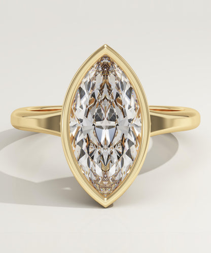 Marquise Cut Bezel Lab-Grown Diamond Engagement Ring