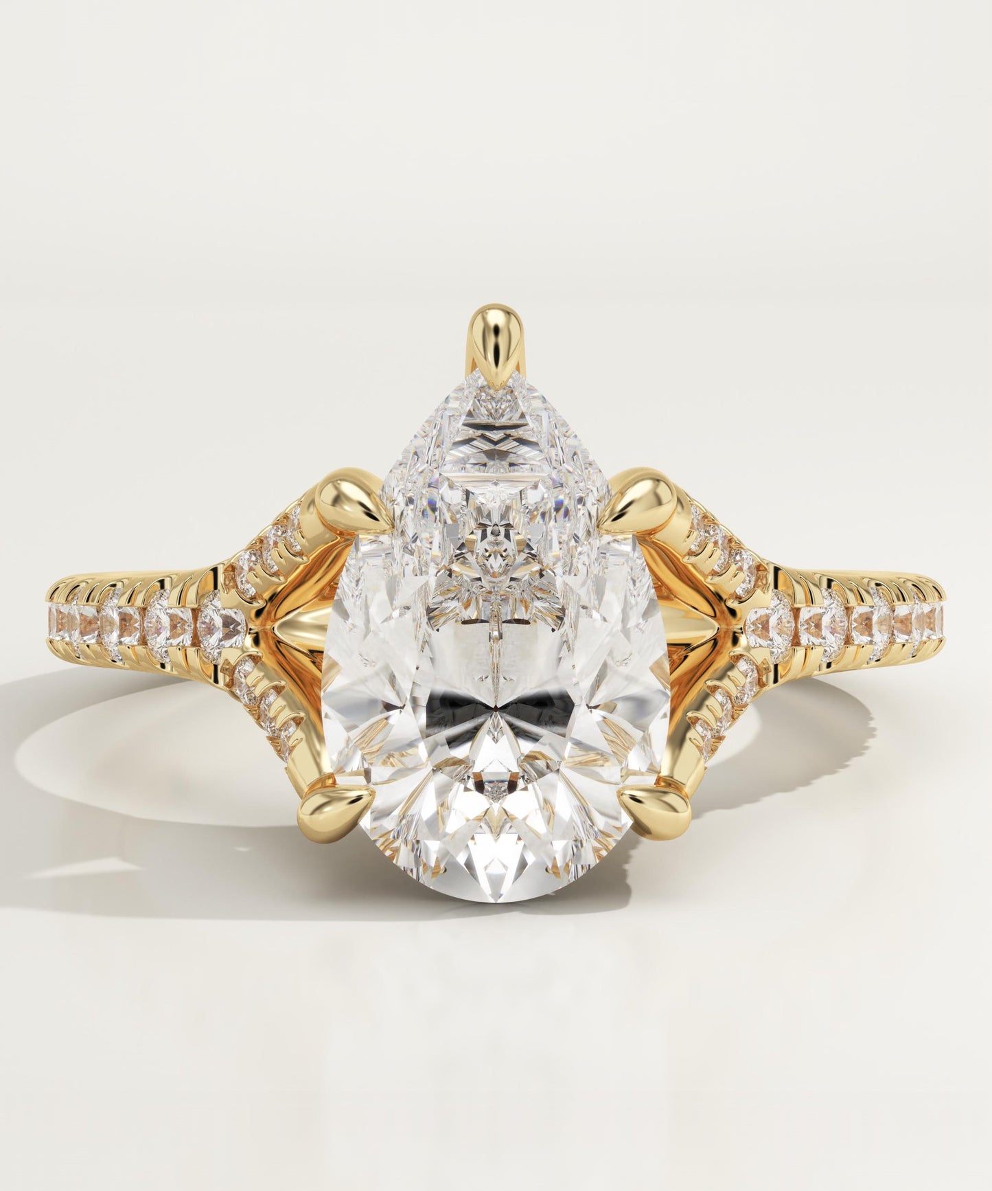 Pear Cut Pave Split Shank Lab-Grown Diamond Engagement Ring