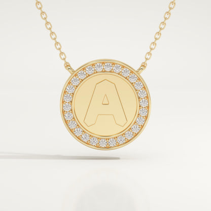 0.17 TCW Round Lab-Grown Diamond A Initial Necklace