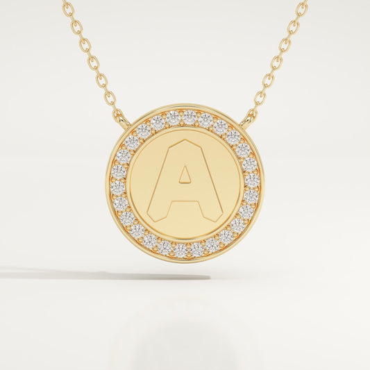 0.17 TCW Round Lab-Grown Diamond A Initial Necklace