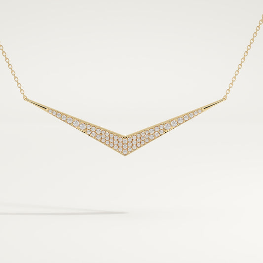 0.272 TCW Round Lab-Grown Diamond V Elongated Shaped Necklace