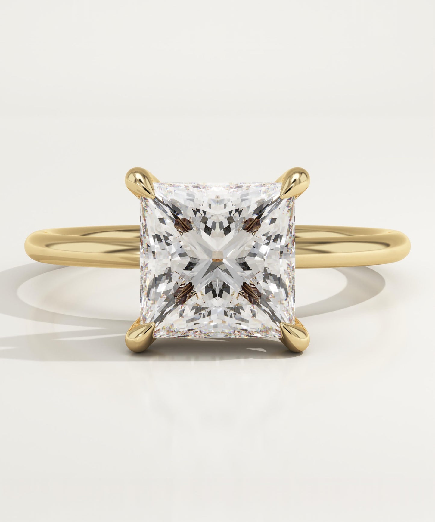 2.25 CT Princess Cut Hidden Halo Moissanite Engagement Ring