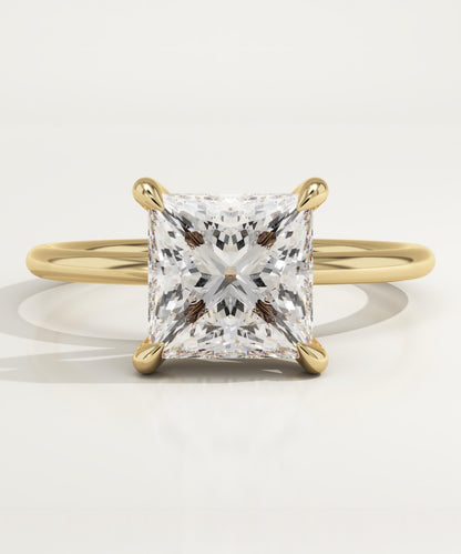 2.25 CT Princess Cut Hidden Halo Moissanite Engagement Ring