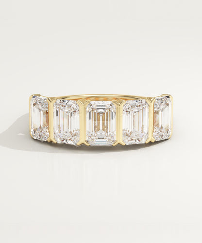 2.5 TCW Emerald Lab-Grown Diamond Half Eternity Wedding Band