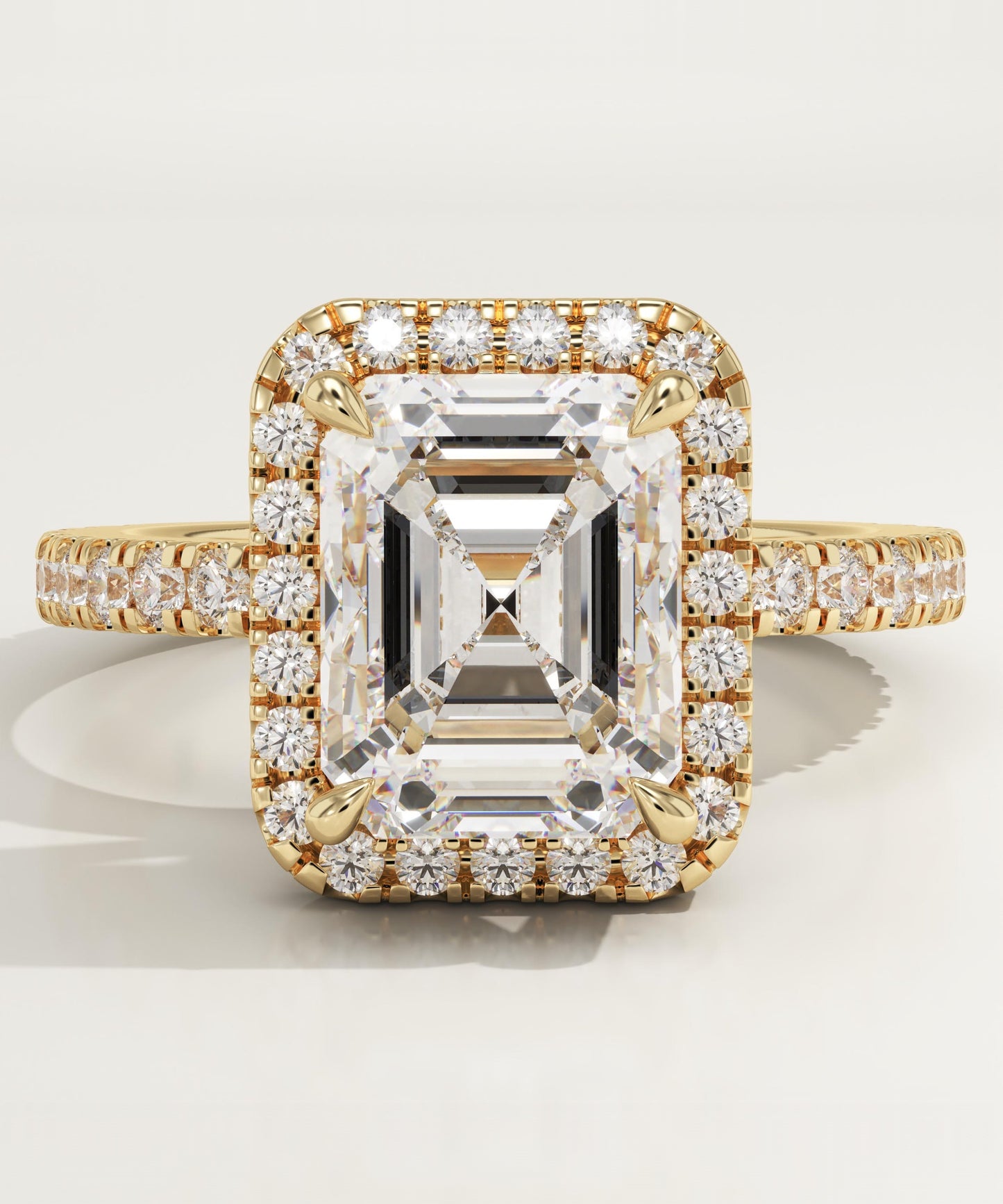 Emerald Cut Halo & Pave Lab-Grown Diamond Engagement Ring