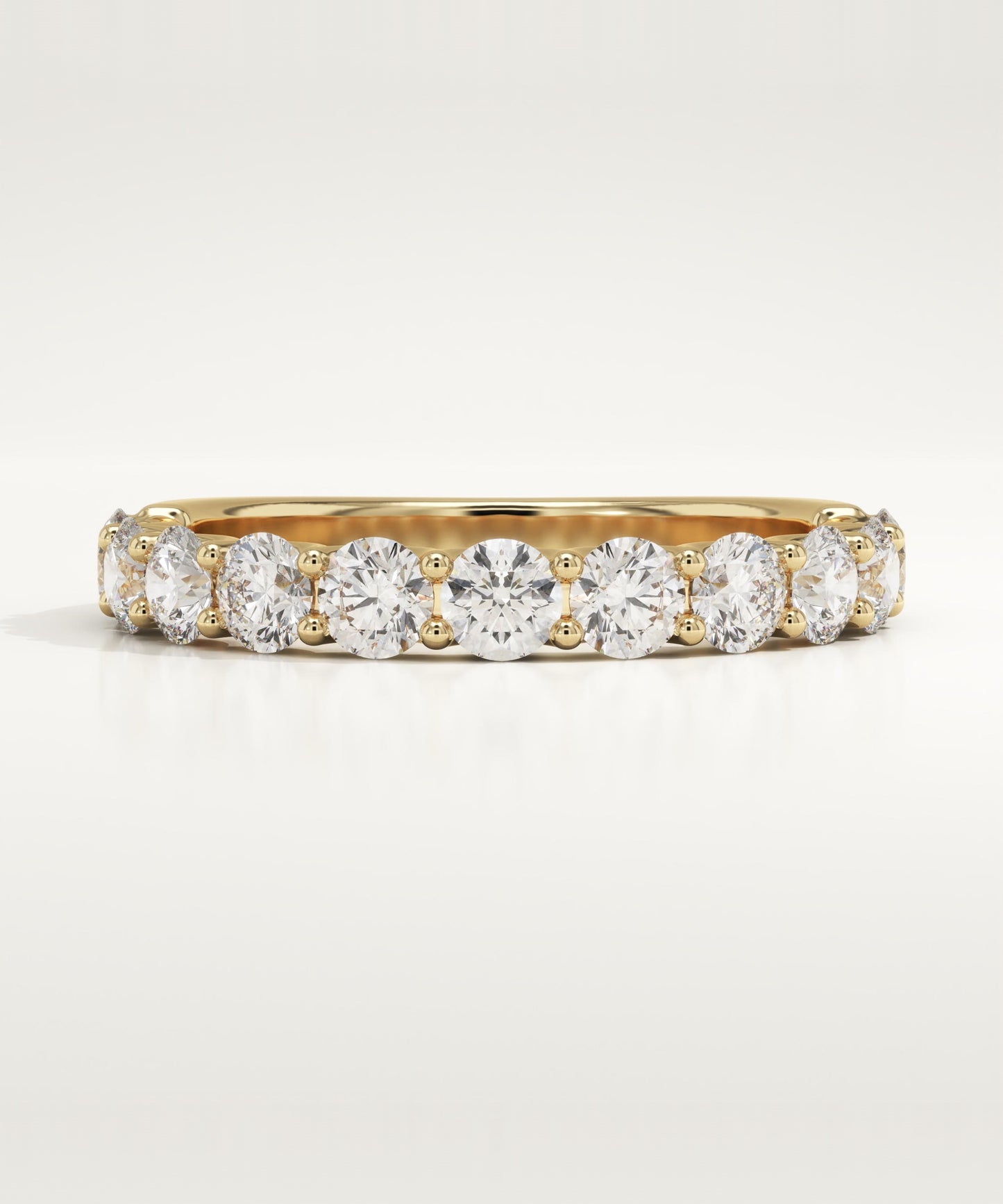 1.1 TCW Round Lab-Grown Diamond Half Eternity Wedding Band