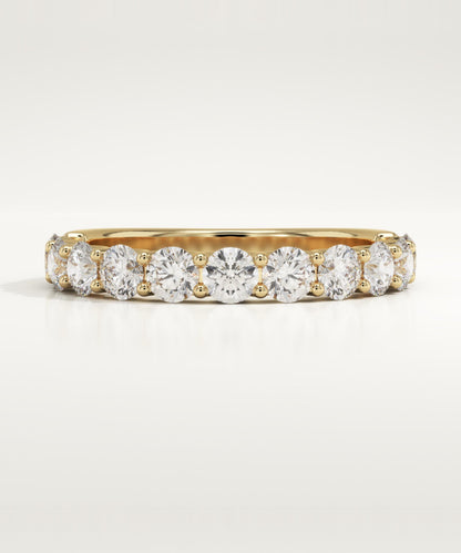 1.1 TCW Round Lab-Grown Diamond Half Eternity Wedding Band