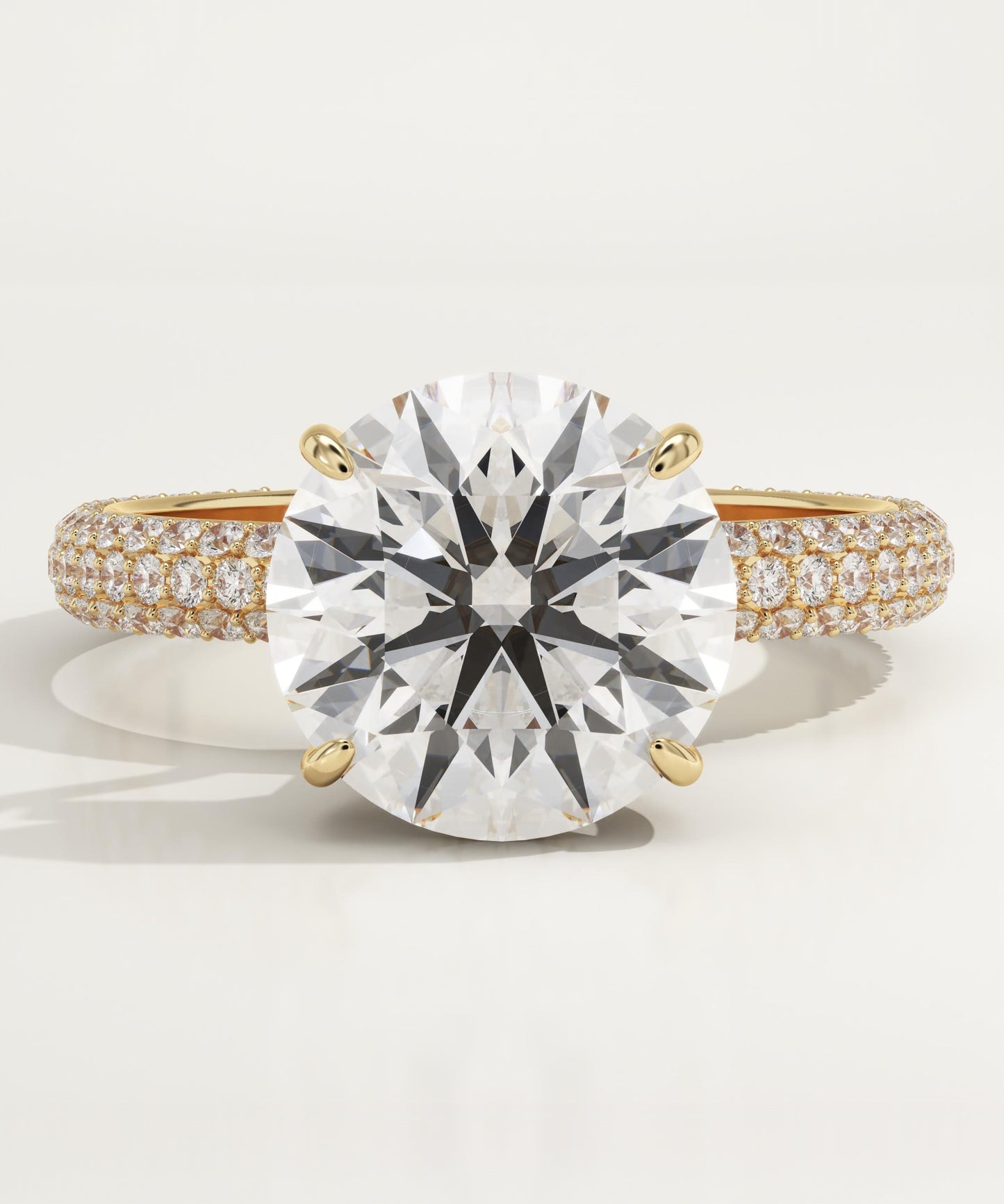 Round Cut Hidden Halo & Triple Pave Lab-Grown Diamond Engagement Ring