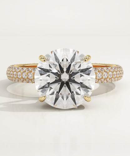 Round Cut Hidden Halo & Triple Pave Lab-Grown Diamond Engagement Ring