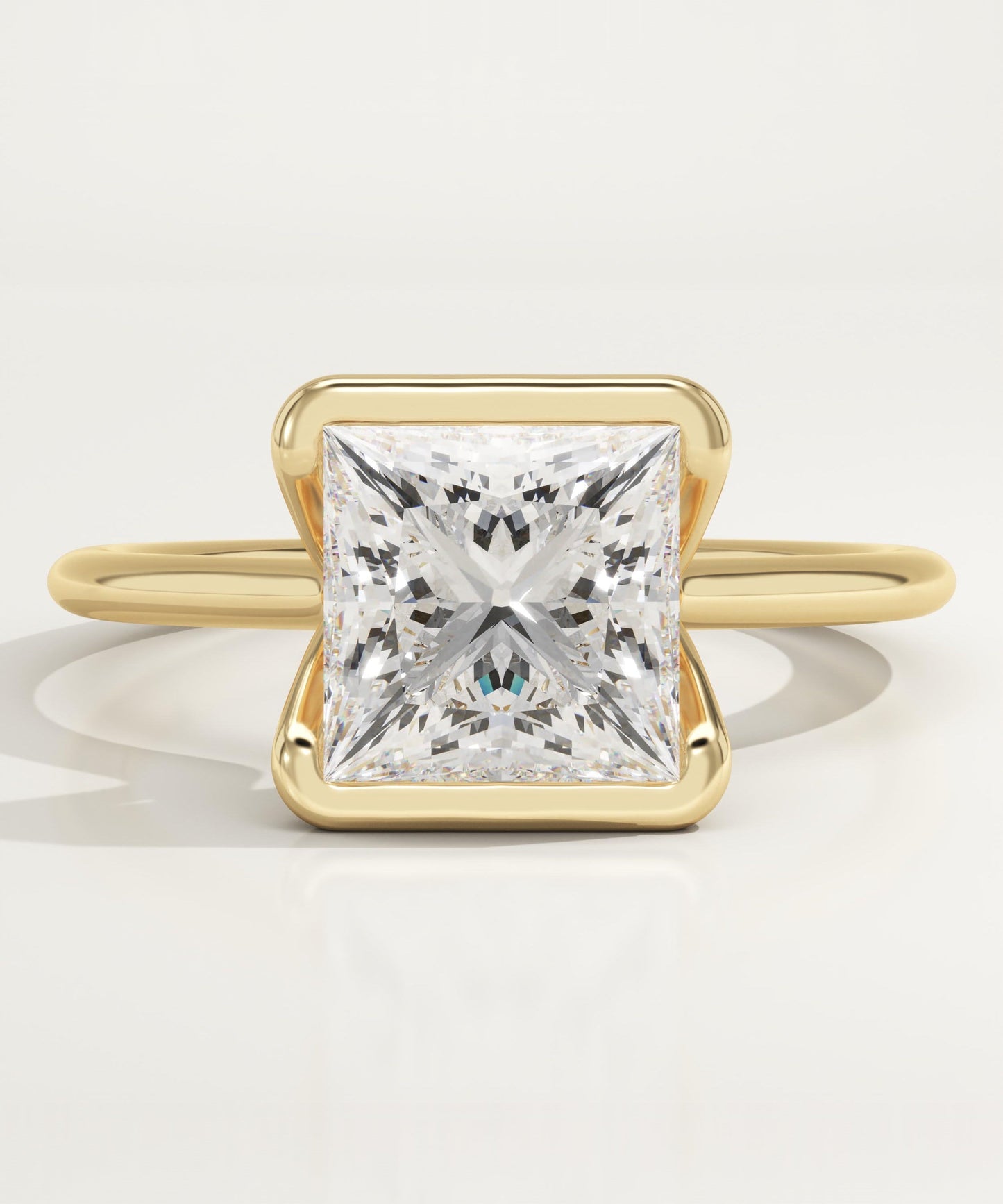 2 CT Princess Cut Half Bezel Moissanite Engagement Ring