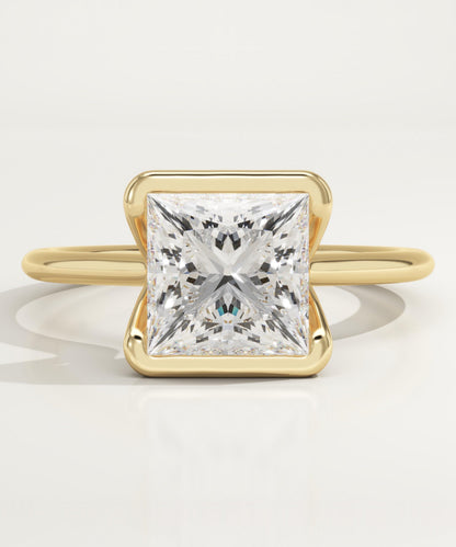 2 CT Princess Cut Half Bezel Moissanite Engagement Ring