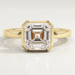 2.0 CT Asscher Cut Half Bezel Lab-Grown Diamond Engagement Ring