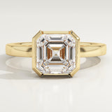 2.0 CT Asscher Cut Half Bezel Lab-Grown Diamond Engagement Ring