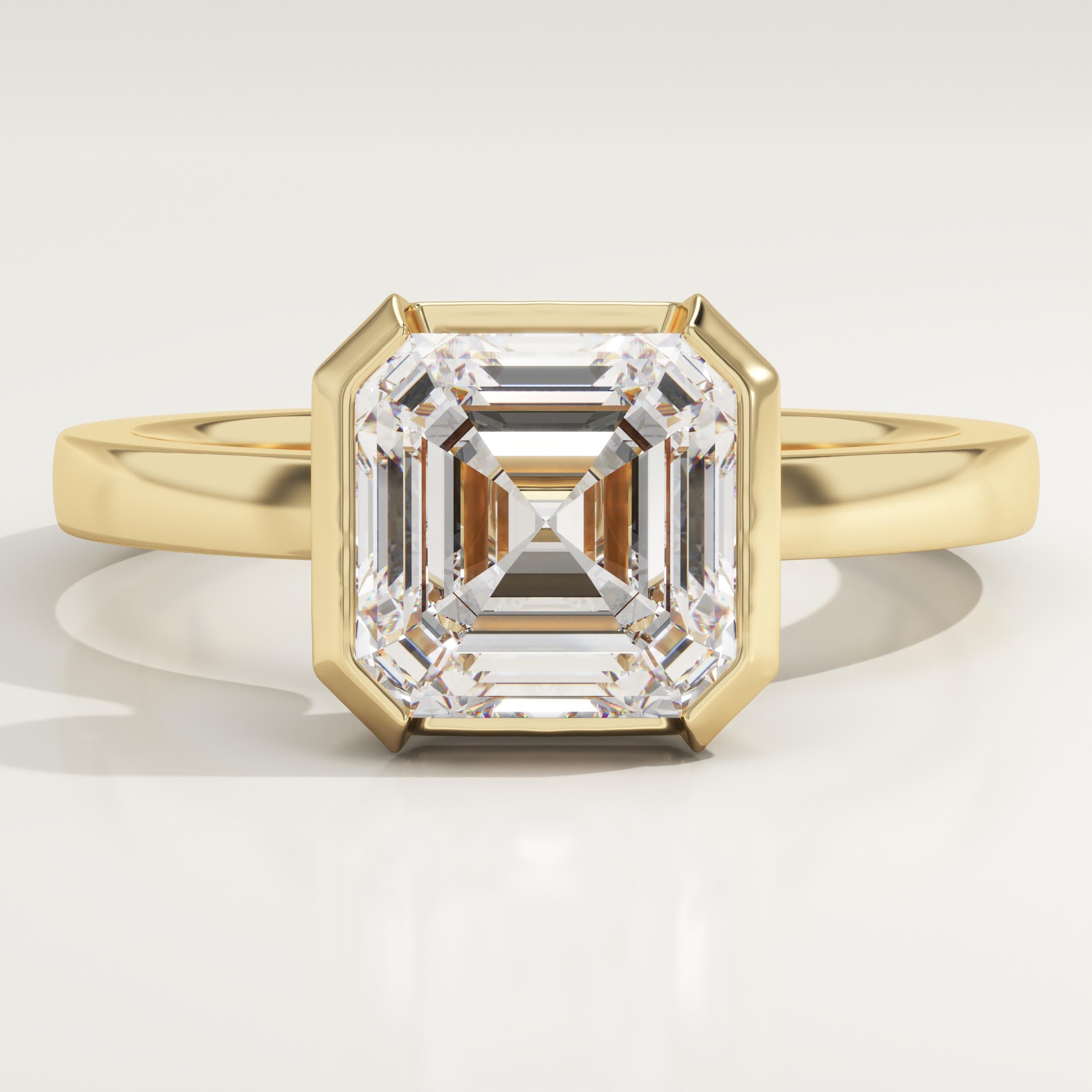 2.0 CT Asscher Cut Half Bezel Lab-Grown Diamond Engagement Ring