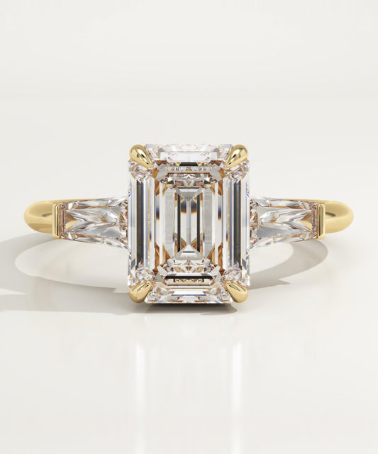 Emerald Cut Three Stone Lab-Grown Diamond Engagement Ring