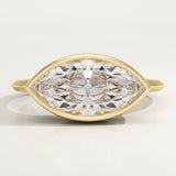1.0 CT East West Marquise Cut Bezel Lab-Grown Diamond Engagement Ring