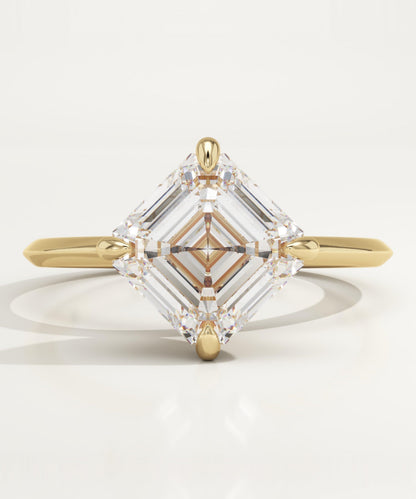 2.25 CT Asscher Cut Solitaire Moissanite Engagement Ring