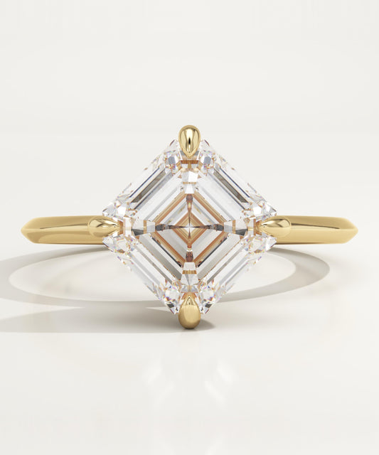2.25 CT Asscher Cut Solitaire Moissanite Engagement Ring