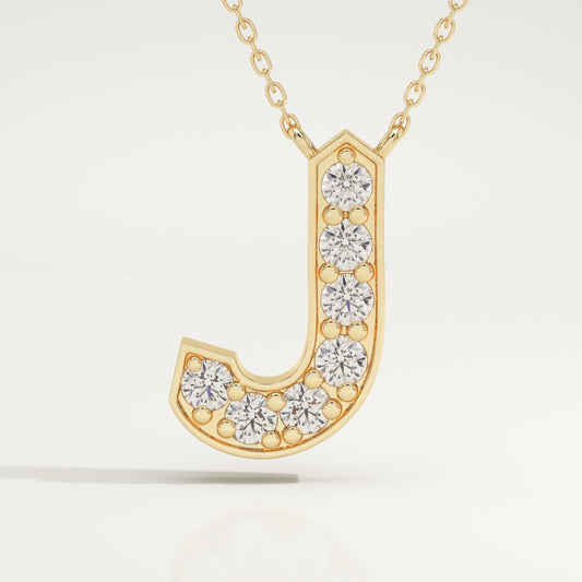 0.356 TCW Round Lab-Grown Diamond J Initial Necklace