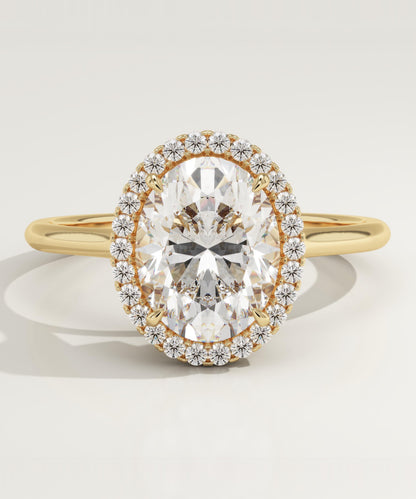 Oval Cut Halo Split Shank Lab-Grown Diamond Engagement Ring