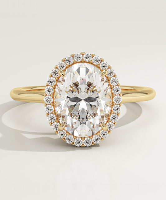 Oval Cut Halo Split Shank Lab-Grown Diamond Engagement Ring