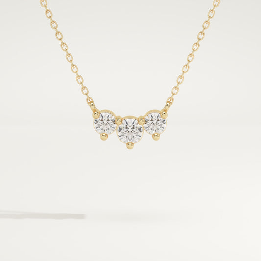 0.35 TCW Round Lab-Grown Diamond Three Stone Charm Necklace