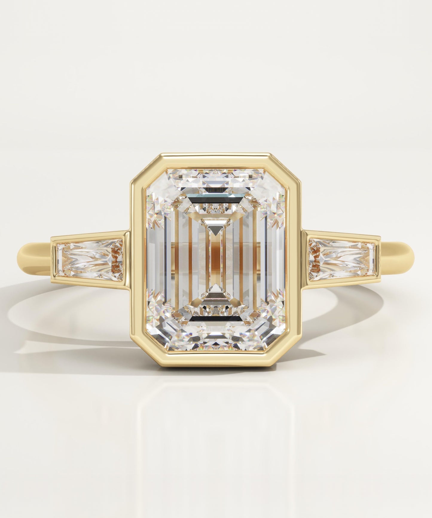 2 CT Emerald Cut Moissanite Three Stone Engagement Ring (US Size 7.25 Ready To Ship)