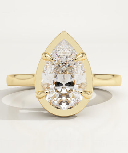 Pear Cut Solitaire Cathedral Lab-Grown Diamond Engagement Ring