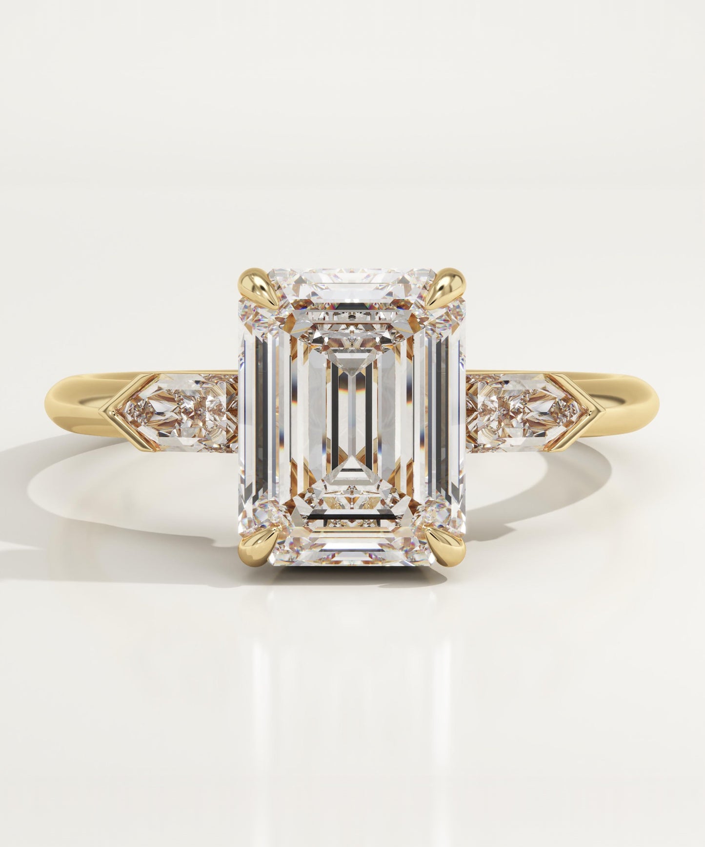 2 CT Emerald Cut Three Stone Moissanite Engagement Ring