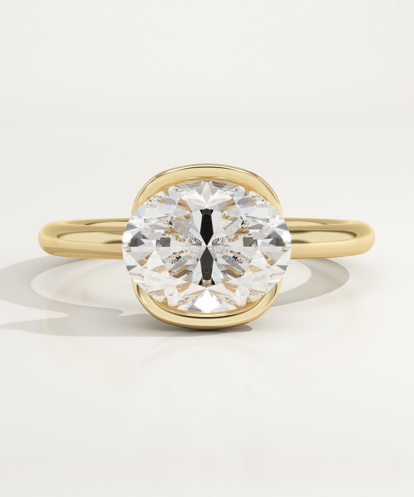 East West Oval Cut Half Bezel Lab-Grown Diamond Engagement Ring